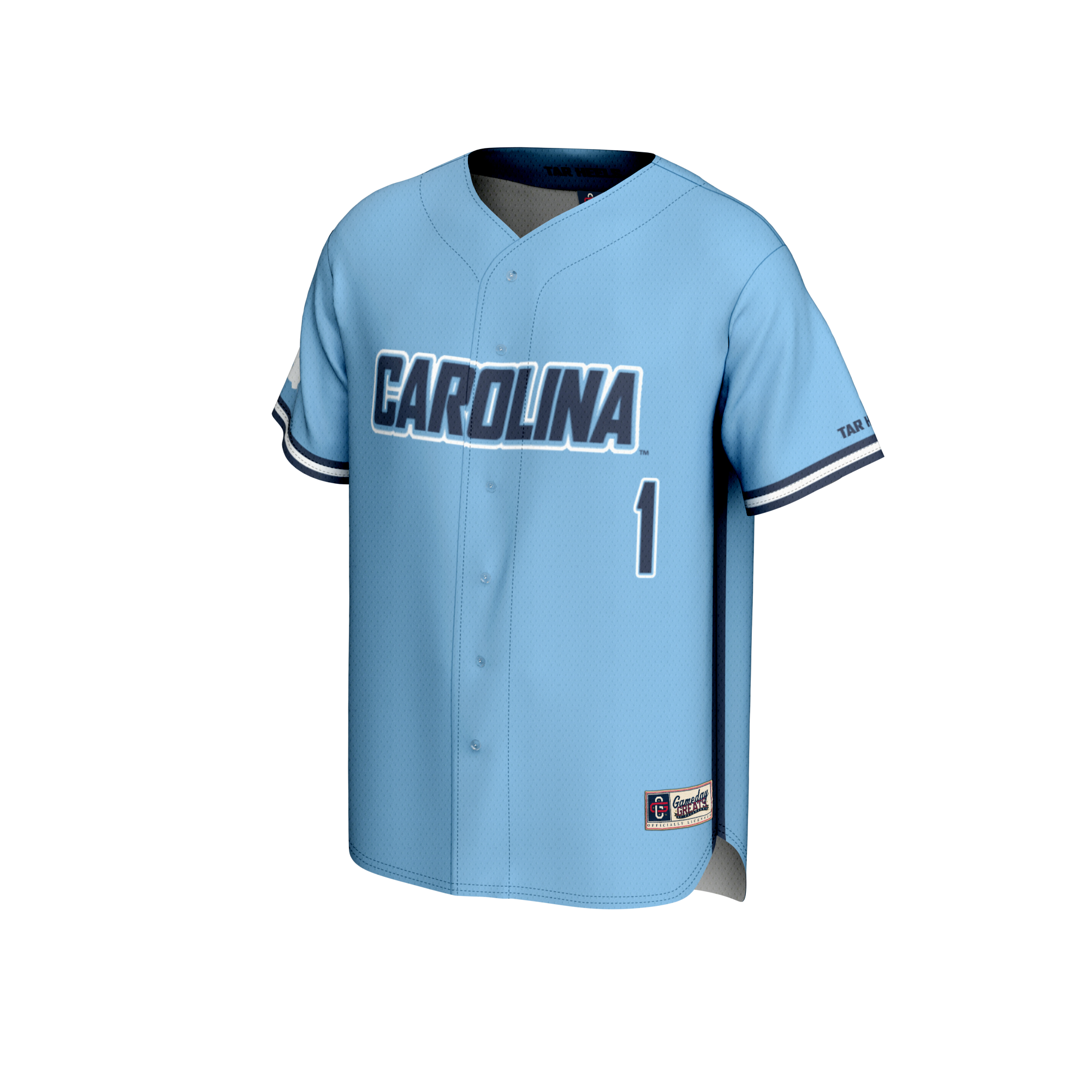 [NJP] North Carolina Tar Heels GameDay Greats Unisex Lightweight Baseball Fashion Jersey - Carolina Blue