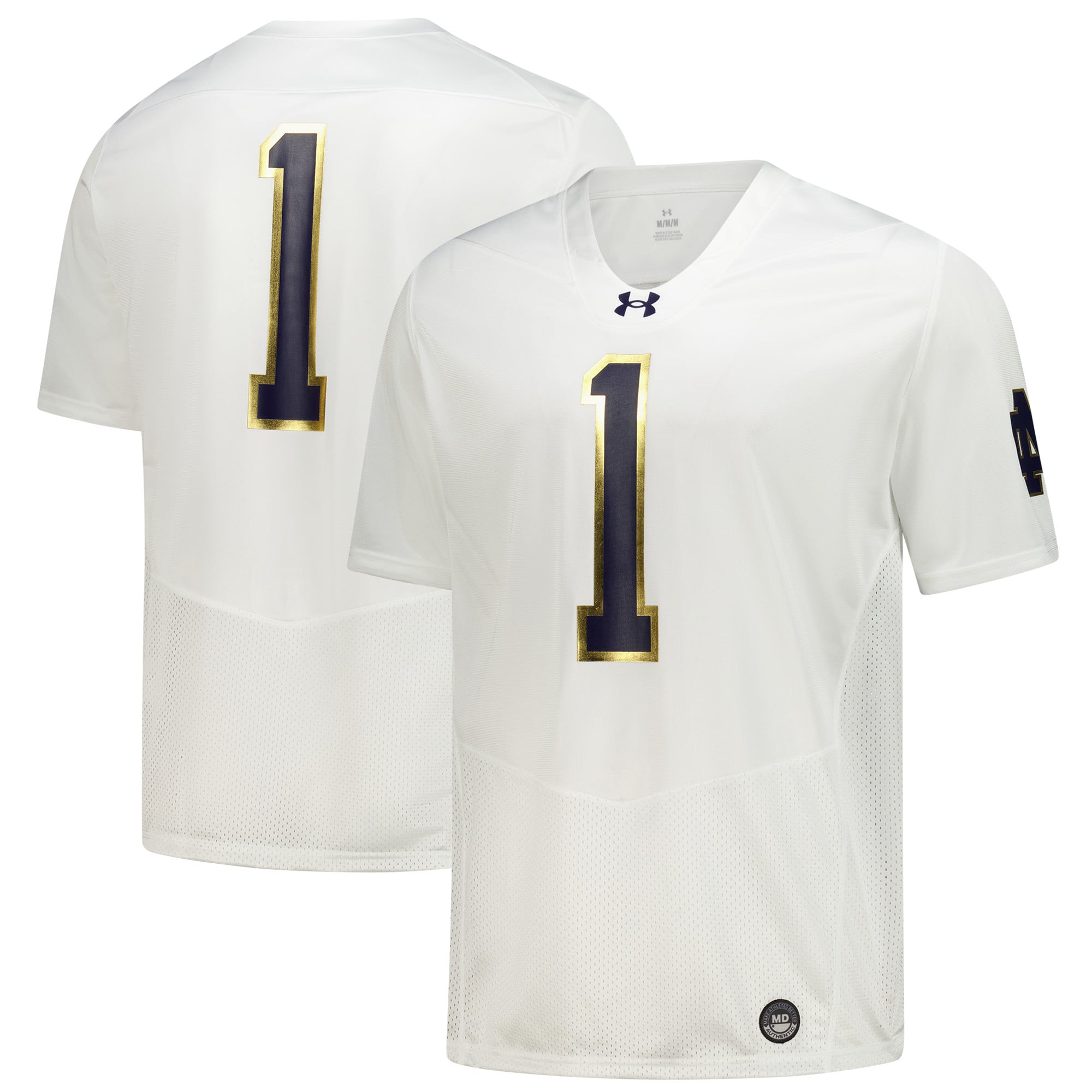 Men's White Notre Dame Fighting Irish #1 Football Jersey