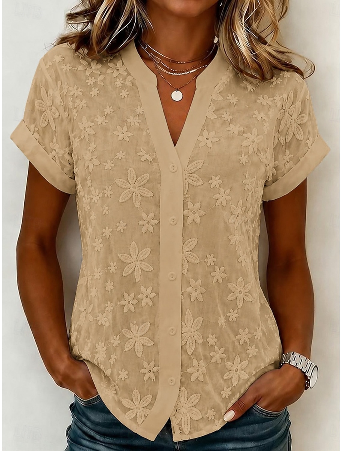 Women's T Shirt Embroidered Floral Graphic Fashion Short Sleeve Crew Neck Long Tops Casual Beach White Summer Spring