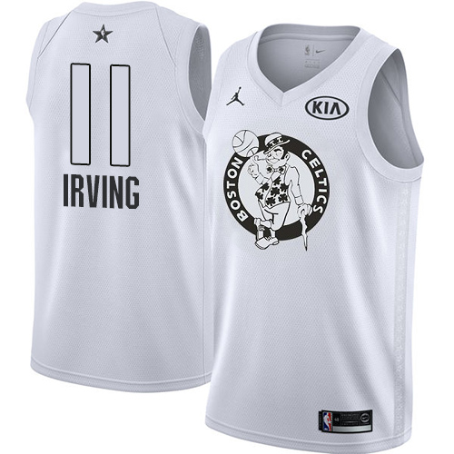 White Nike Kyrie Irving #11 Celtics Jersey - High-Quality Polyester