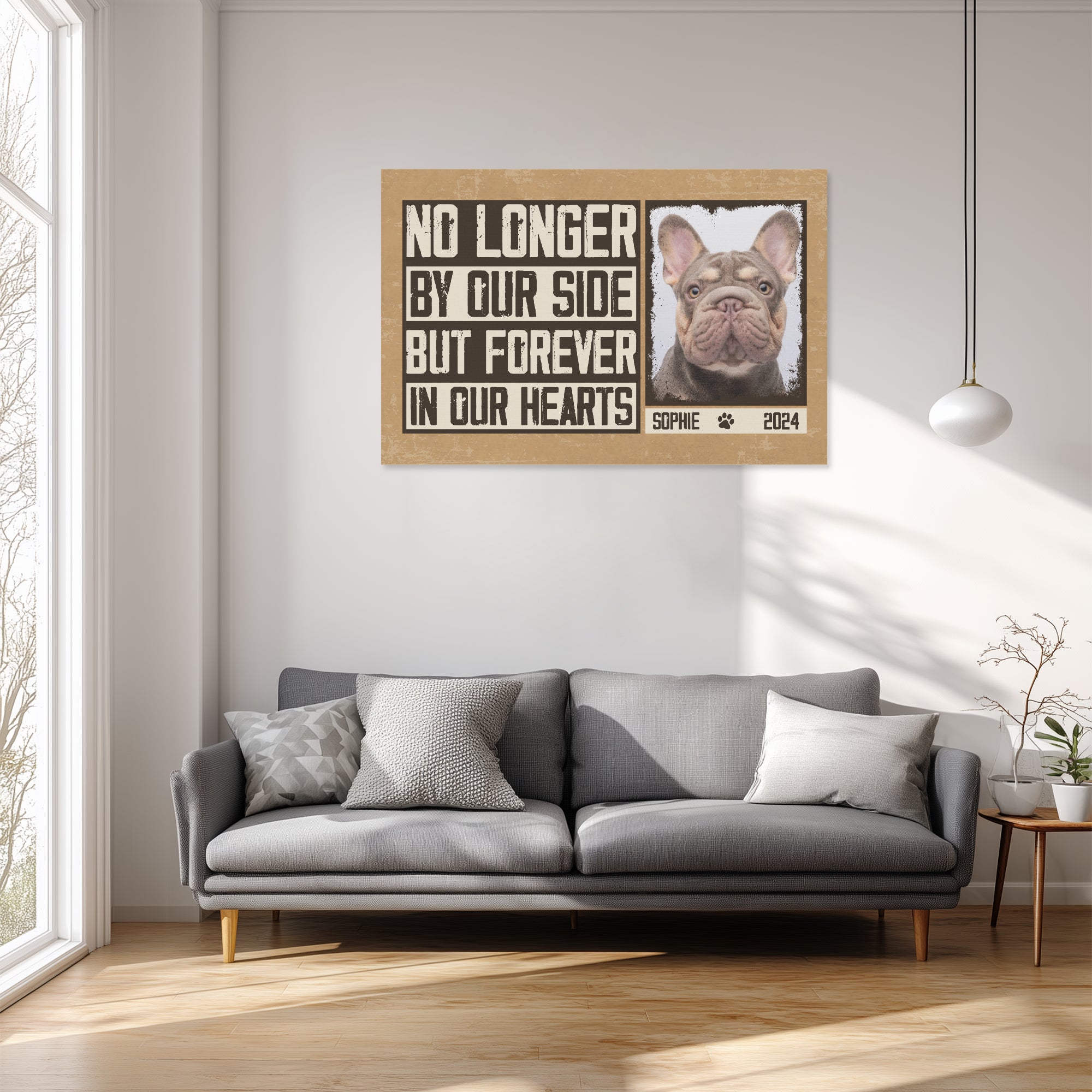 French Bulldog Silver Personalized Adorable Frenchie Canvas Wall Art Durable Dog Item