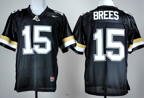 Men's None Black 2024 match worn Drew Brees #15 authentic Jersey