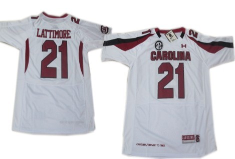 Men's None White 2024 premium Marcus Lattimore #21 moisture wicking