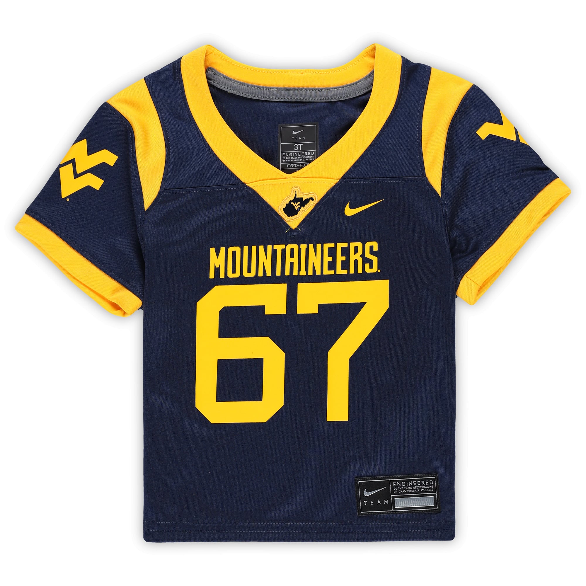 Toddler #67 Navy West Virginia Mountaineers Football Jersey