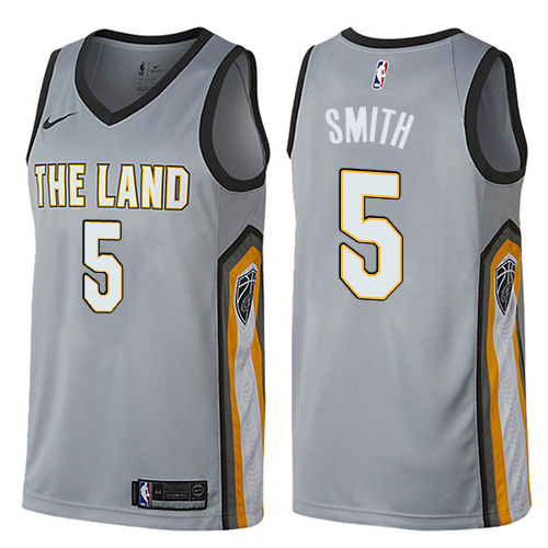 Nike Cleveland Cavaliers #5 J.R. Smith Gray NBA Swingman City Edition Jersey Mens