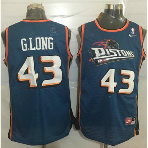 Detroit Pistons #43 Grant Long Blue Nike Throwback Stitched NBA Jersey Mens