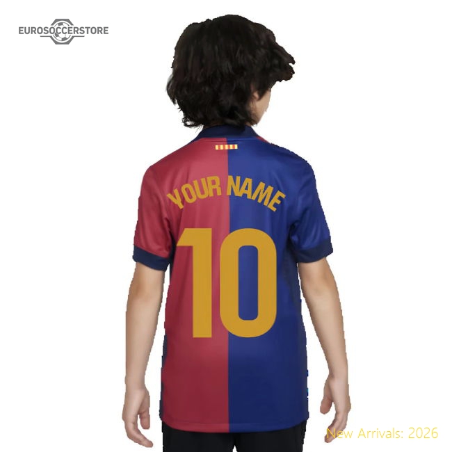 Barcelona 2024-25 Home Fan Version For Kids Name) Soccer Jersey