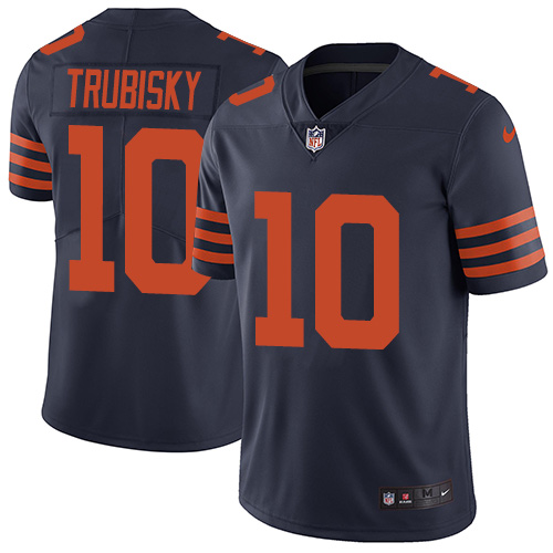 Authentic NFL CHI Bears #10 Mitchell Trubisky Navy Limited Jersey