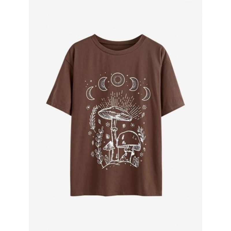 Mushroom Plant Moon Graphic Tee MA8069
