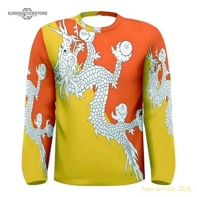 Bhutan Flag Long Sleeve Sublimated Sports Jersey - Premium Collection