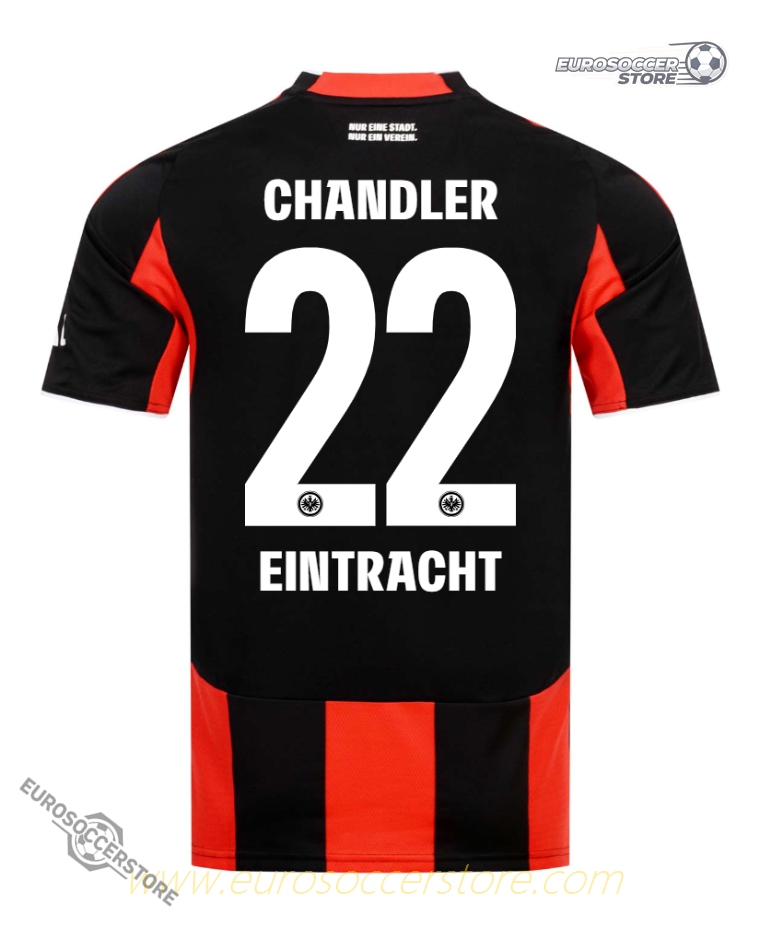 Eintracht Frankfurt's 25-26 Home Jersey featuring CHANDLER with the number 22