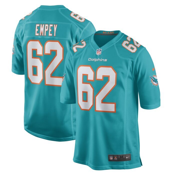 Men's Miami Dolphins James Empey Nike Aqua Game Player Jer...