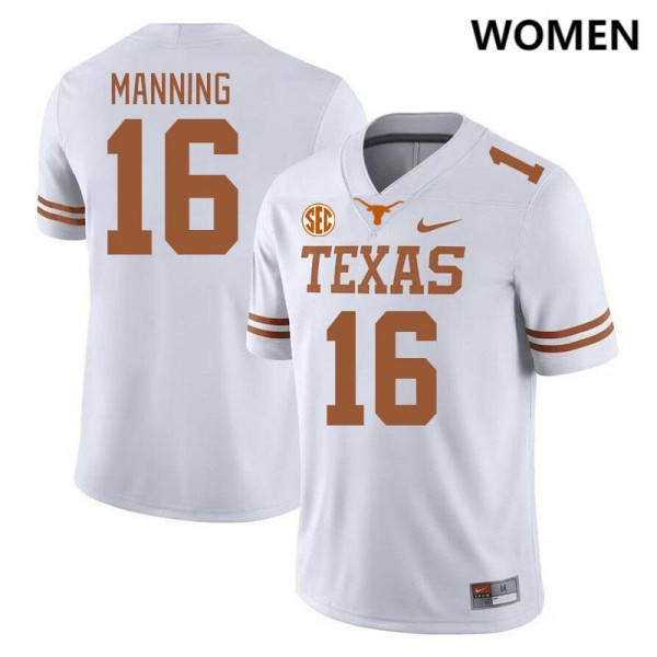 Nike Texas Longhorns #16 Arch Manning Women Stitch Jersey - White