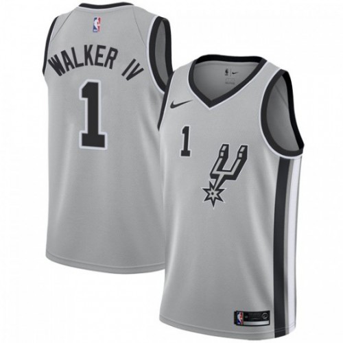 Spurs #1 Lonnie Walker Premium 2024 Statement NBA Jersey - Silver