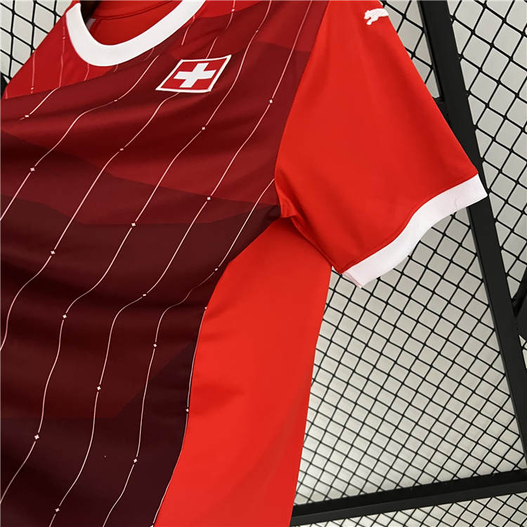 Quick Dry UEFA Euro 2024 SwitzerlandSuisse Home Red Soccer Jersey