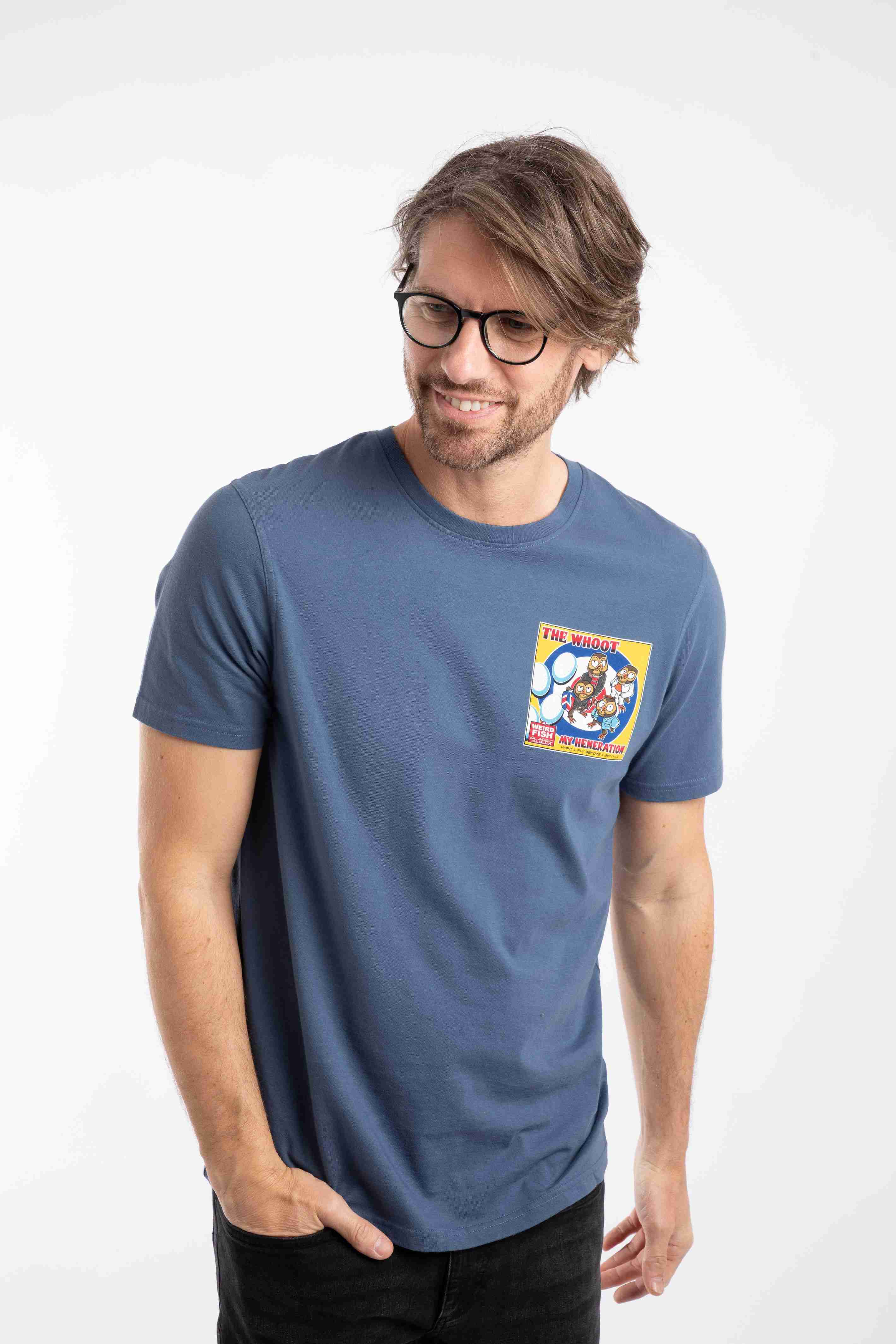 The Whoot Back Print Artist T-Shirt Ensign Blue