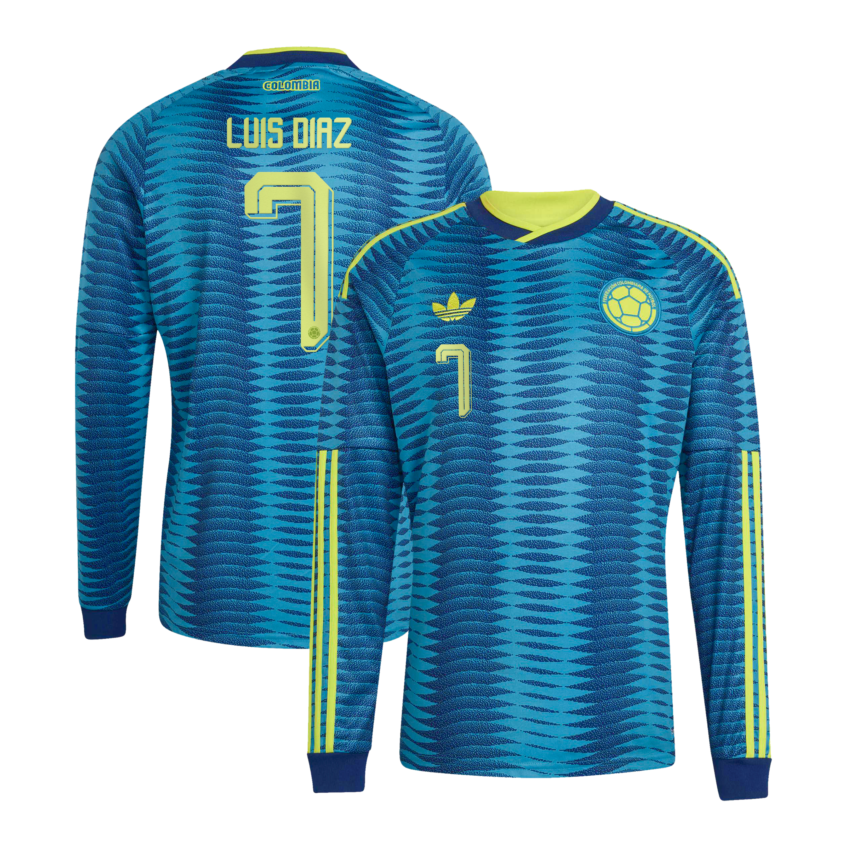 [SJH] Luis Diaz Colombia National Team 2026 Away Replica Long Sleeve Jersey - Turquoise