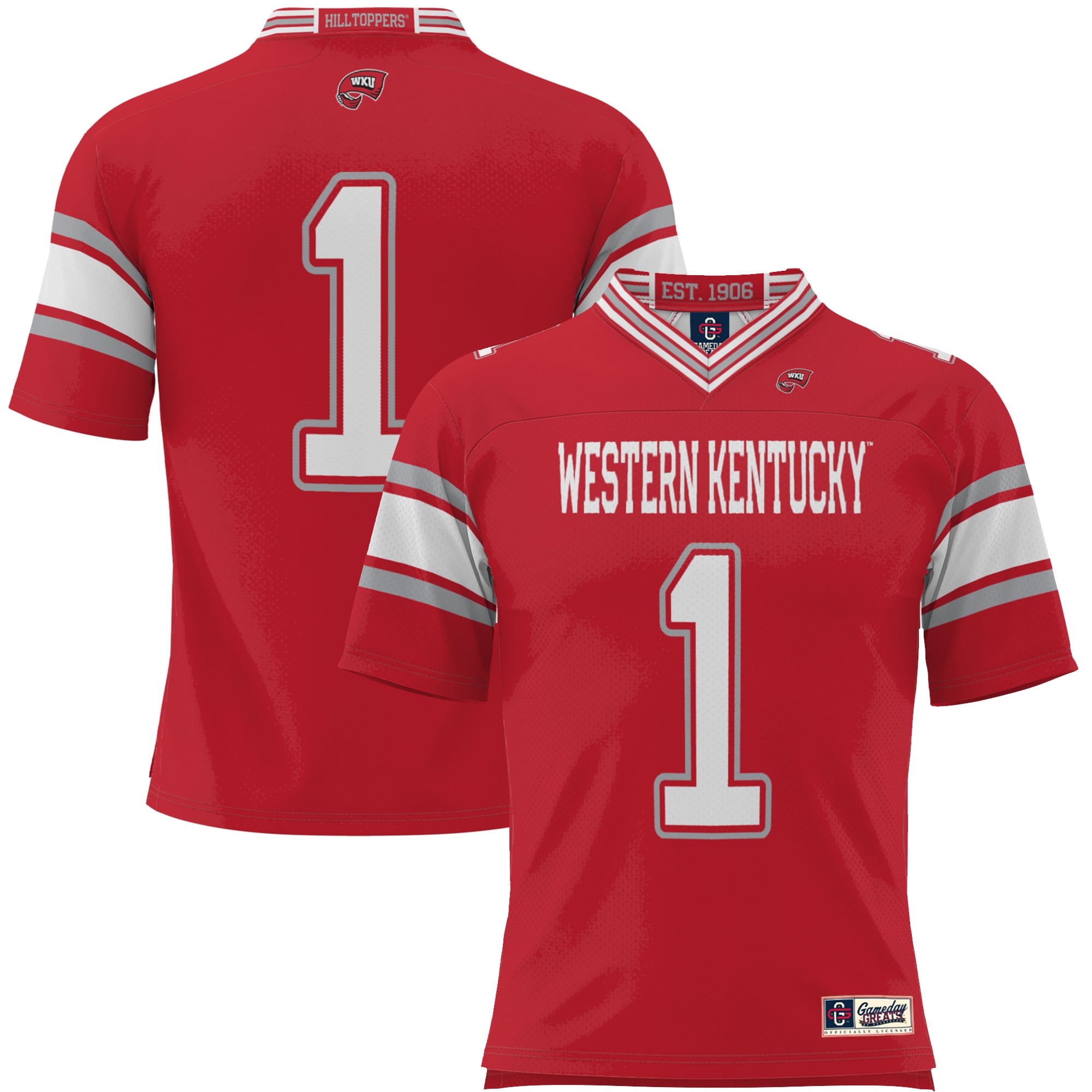 Youth #1 Red Western Kentucky Hilltoppers Endzone Football Jersey