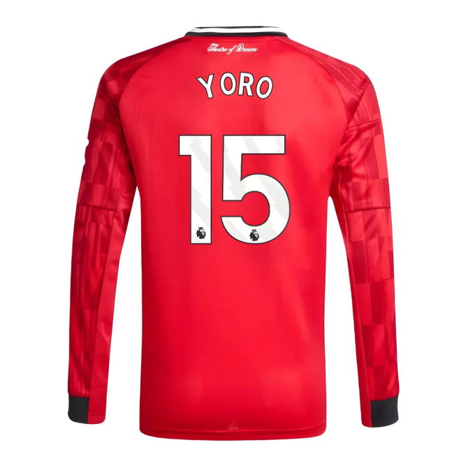 Man Utd Home Football Jersey 2025-20 Yoro 15 L M S Kids