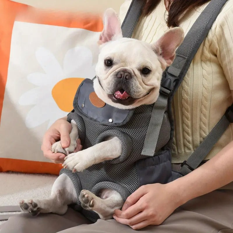 Durable Puppack French Bulldog Chest Carrier – Breathable Double-shou...