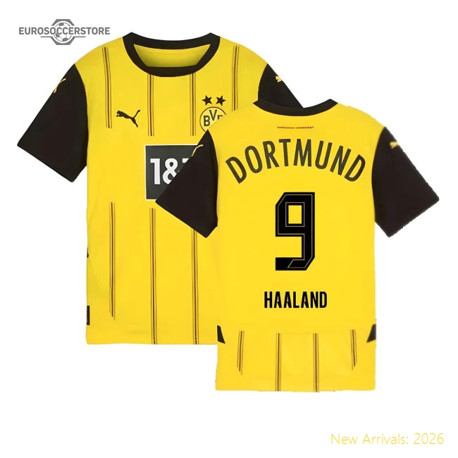 Excellent 2024-2025 Borussia Dortmund Home Shirt (kids) (haaland 9)