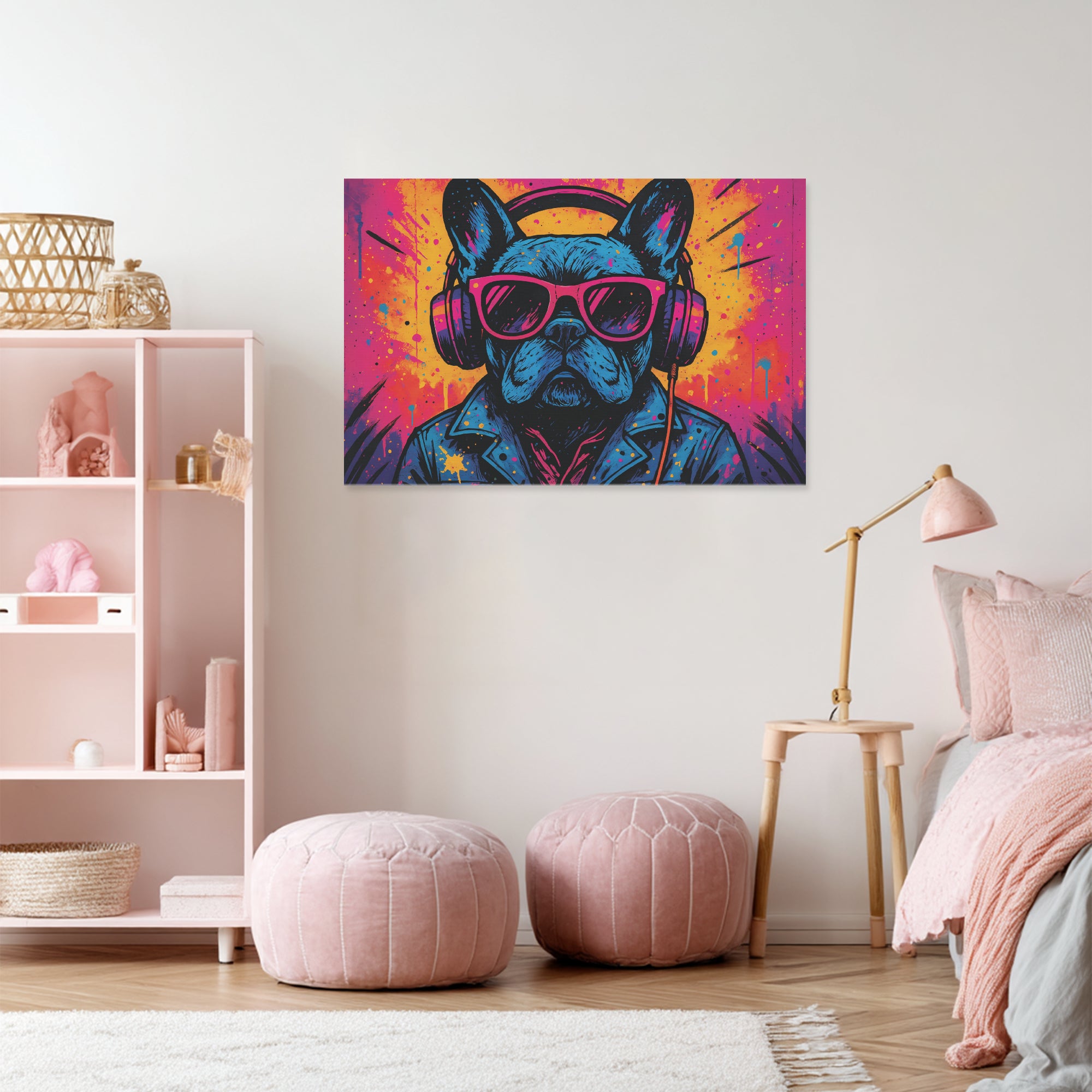Stylish Piper - Adorable Frenchie Canvas Wall Art for Home Use Premium