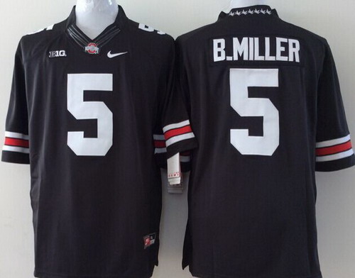 Men's OSU Buckeyes Baxton Miller #5 stitched Black 2014 match worn