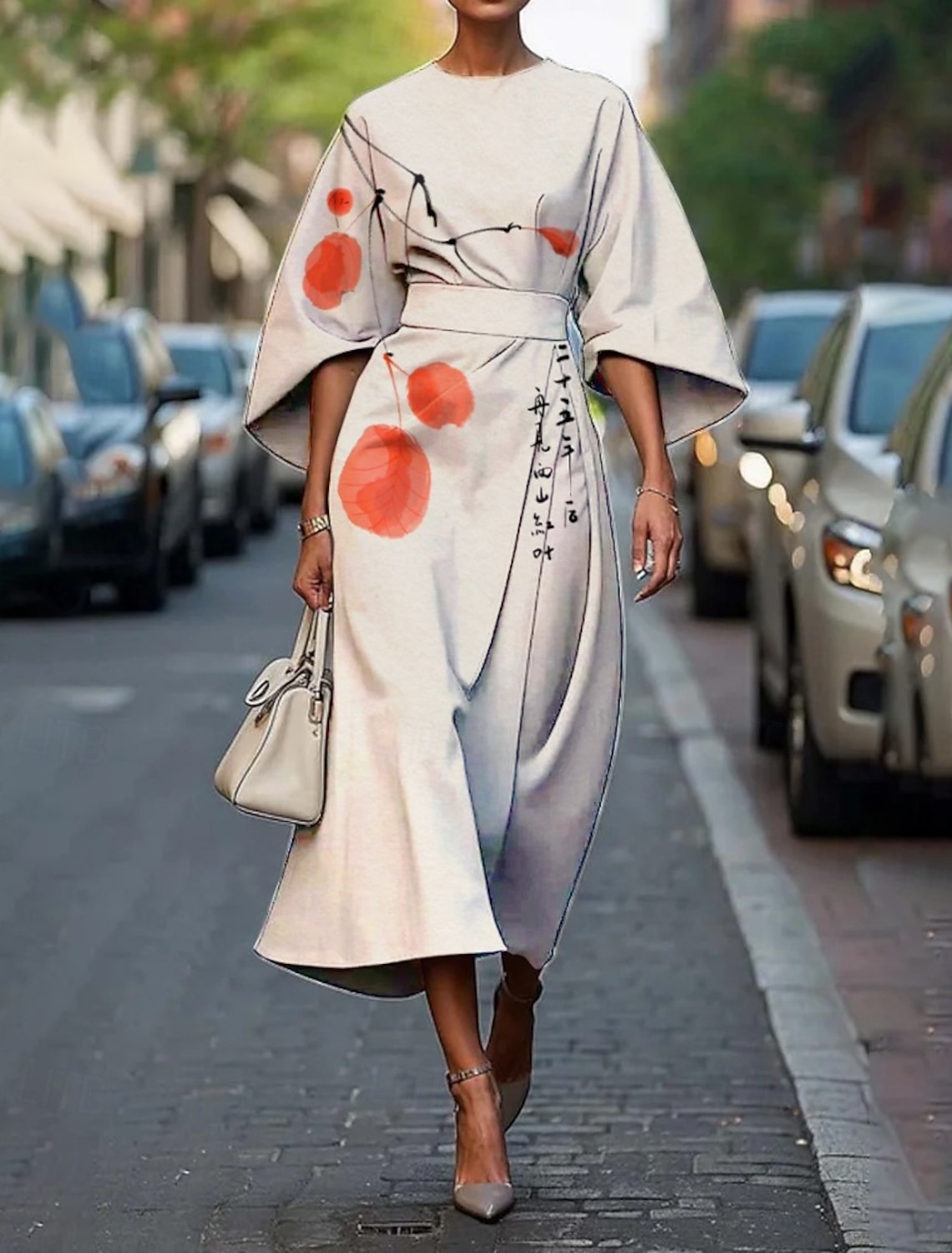 Women's Midi Dress Floral Dress Print Dress Classic Modern Daily Vacation Holiday Regular Fit Flower Half Sleeve Crew Neck White Yellow Pink Summer