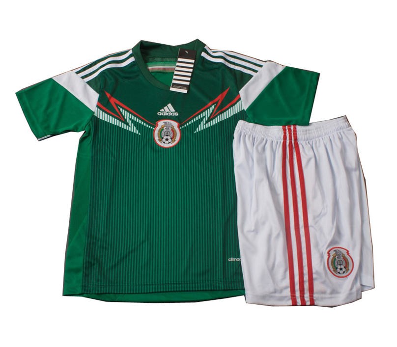 Kids 2014 World Cup Mexico Home Whole KitShirtShorts - World Cup