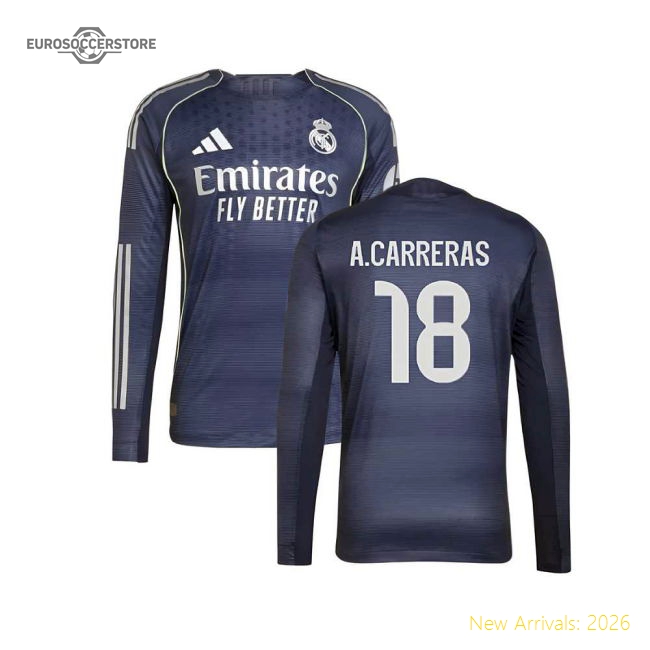 Match-Day 2025-2026 Real Madrid Long Sleeve Away Shirt (A.Carreras 18)