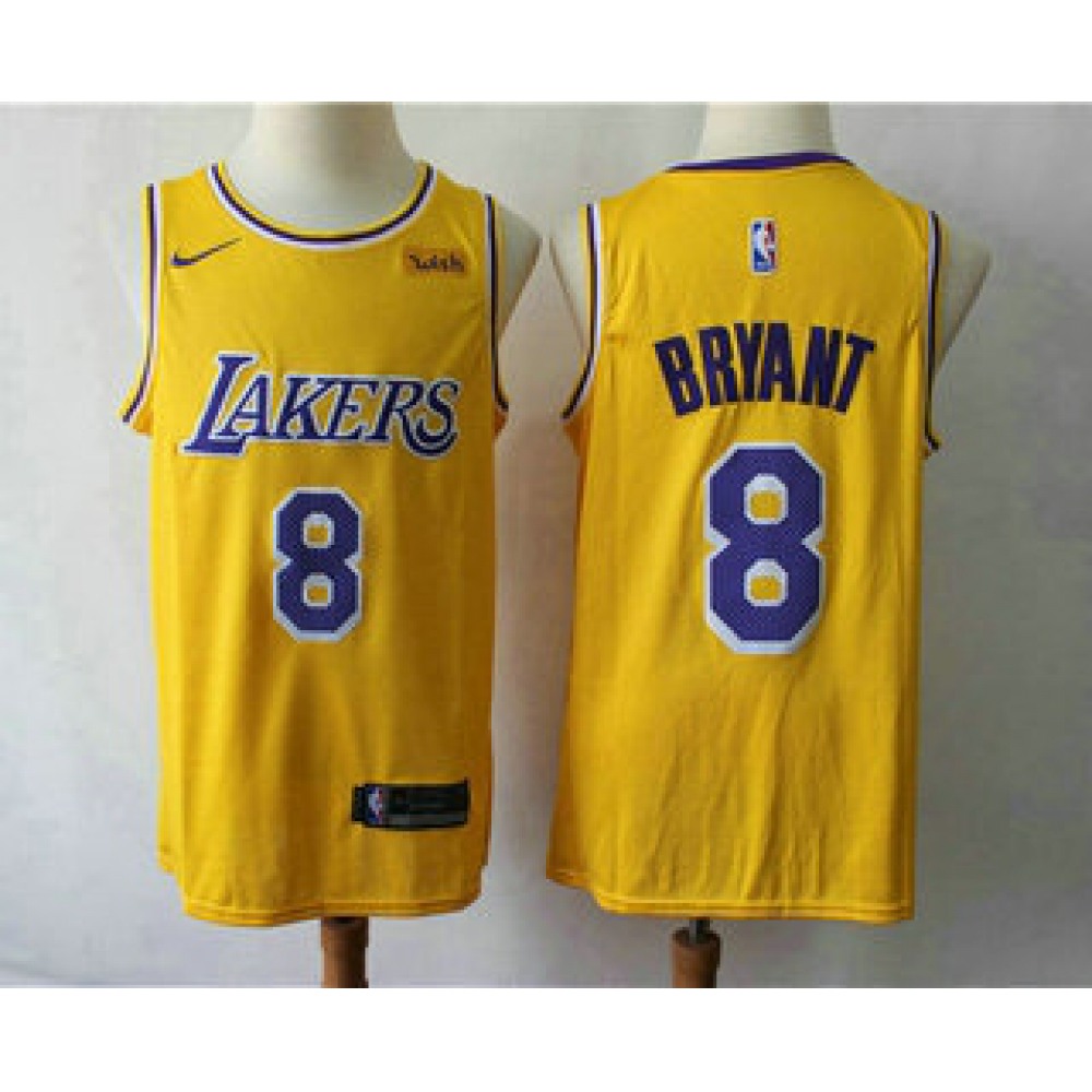 8 Los Angeles Lakers Jersey Yellow - - Basketball Fan Gear