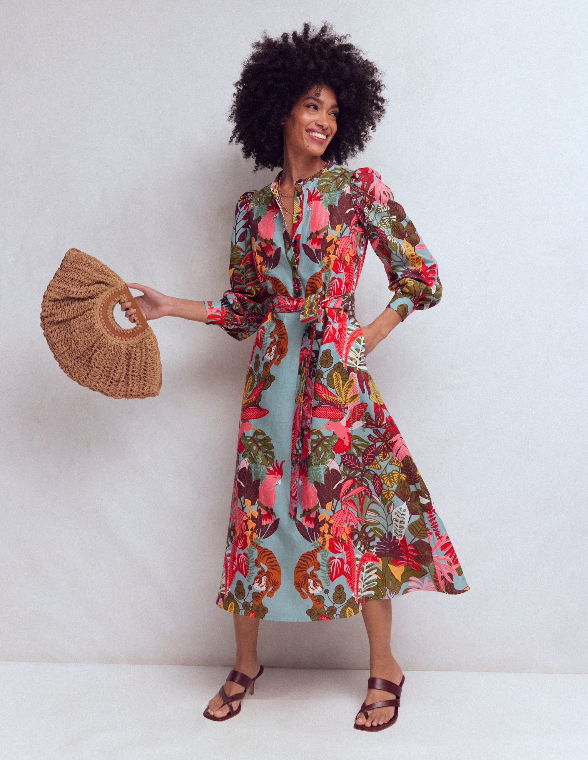 Ava Linen Blend Midi Dress
