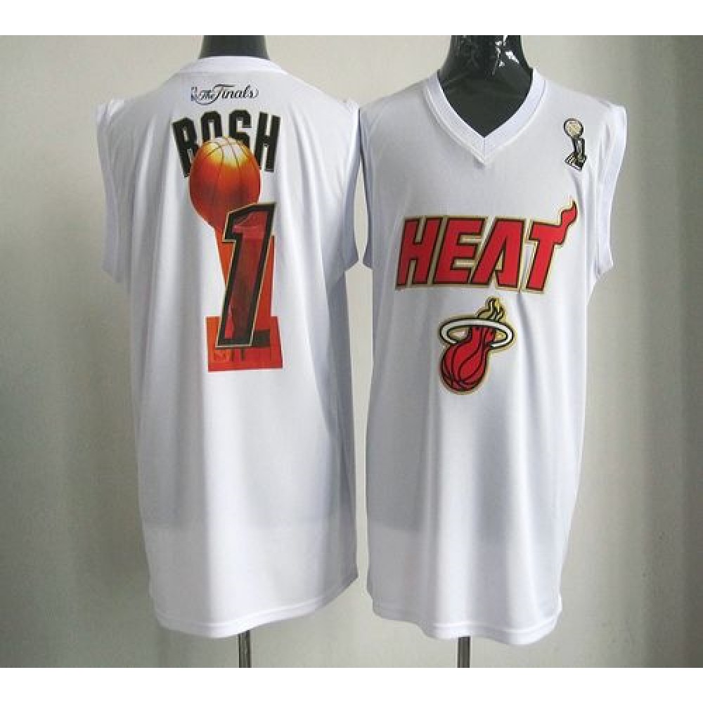 2012 NBA Finals Heat #1 Chris Bosh White Stitched NBA Jersey
