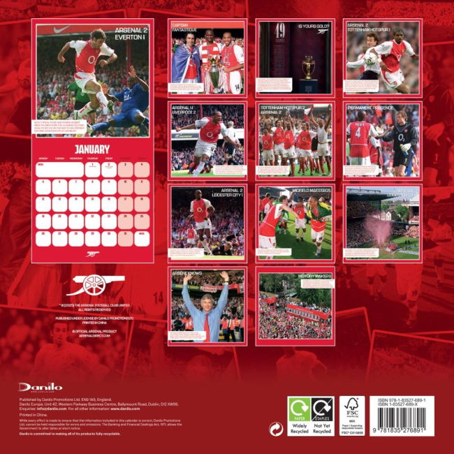Calendar 2026 2025-2026 Arsenal FC Home Shirt