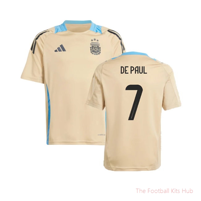 2024-2025 Argentina Training Jersey (Hazy Beige) (DE PAUL 7)