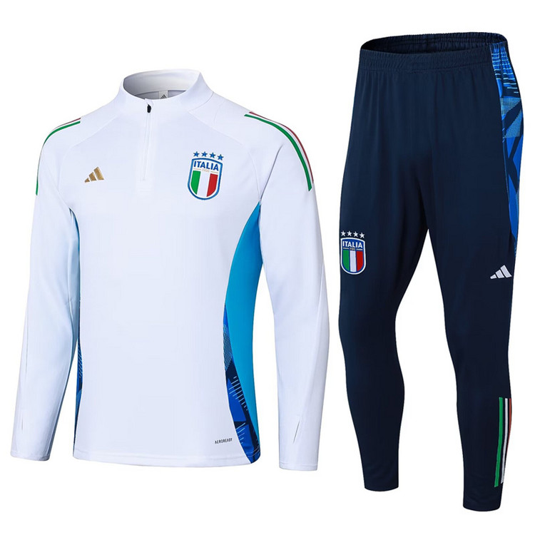 Authentic Match Quality 2024 Italy Half zip Tracksuit - White
