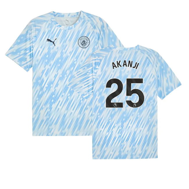 2025-2026 Man City Warm Up Jersey (Silver Sky) (Akanji 25)