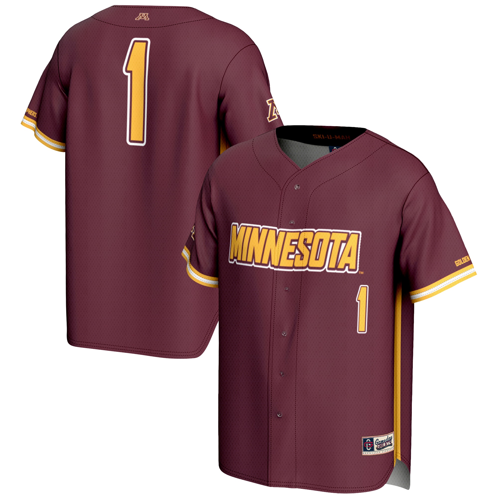 [NJP] Minnesota Golden Gophers GameDay Greats Youth Baseball Jersey Lightweight - Maroon