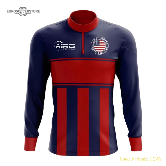 USA Concept Football Half Zip Midlayer Top (Blue-Red)