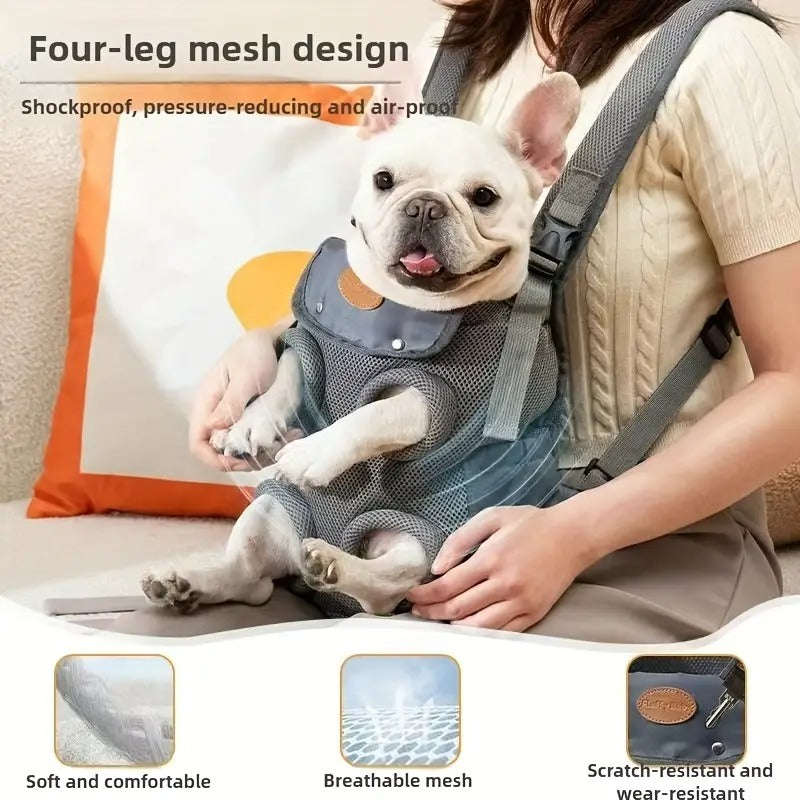Durable Puppack French Bulldog Chest Carrier – Breathable Double-shou...