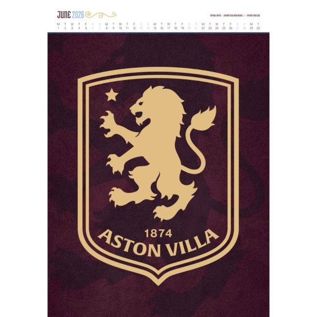 Aston Villa Club Team Fan Shirt - Adults Version (Calendar 2026)