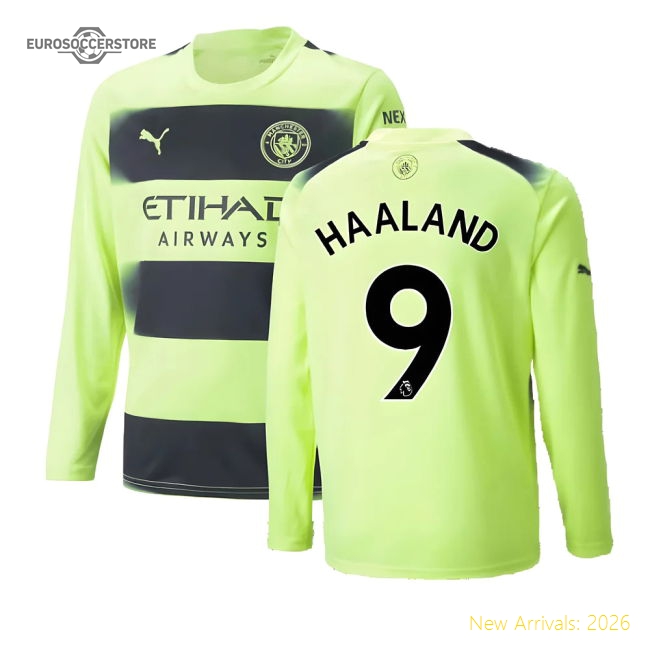 Premium 2022-2023 Man City Long Sleeve Third Shirt (haaland 9)