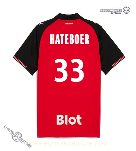 Rennes' 25-26 Home Jersey with HATEBOER 33 on the Back