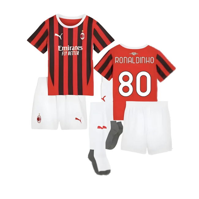 2024-2025 AC Milan Mini Home Fashionable Kit (Ronaldinho 80)