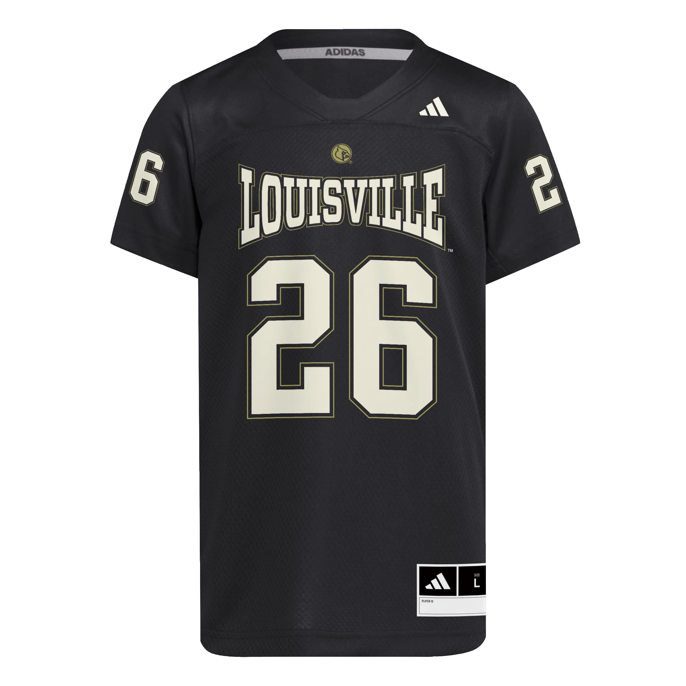 Youth #26 Black Louisville Cardinals For the Ville Strategy Football Jersey