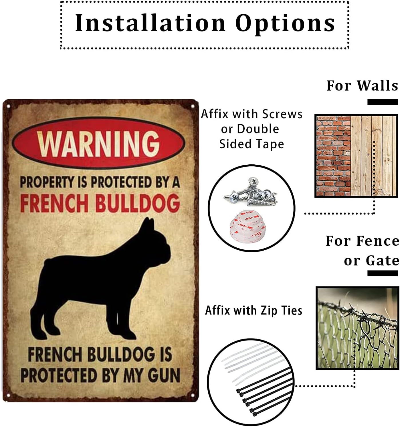MetalPaws French Bulldog Vintage Metal Sign