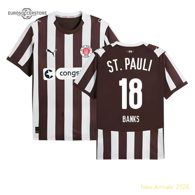 St Pauli Home Kit 2025-2026 Stadium Wear Jersey Approved
