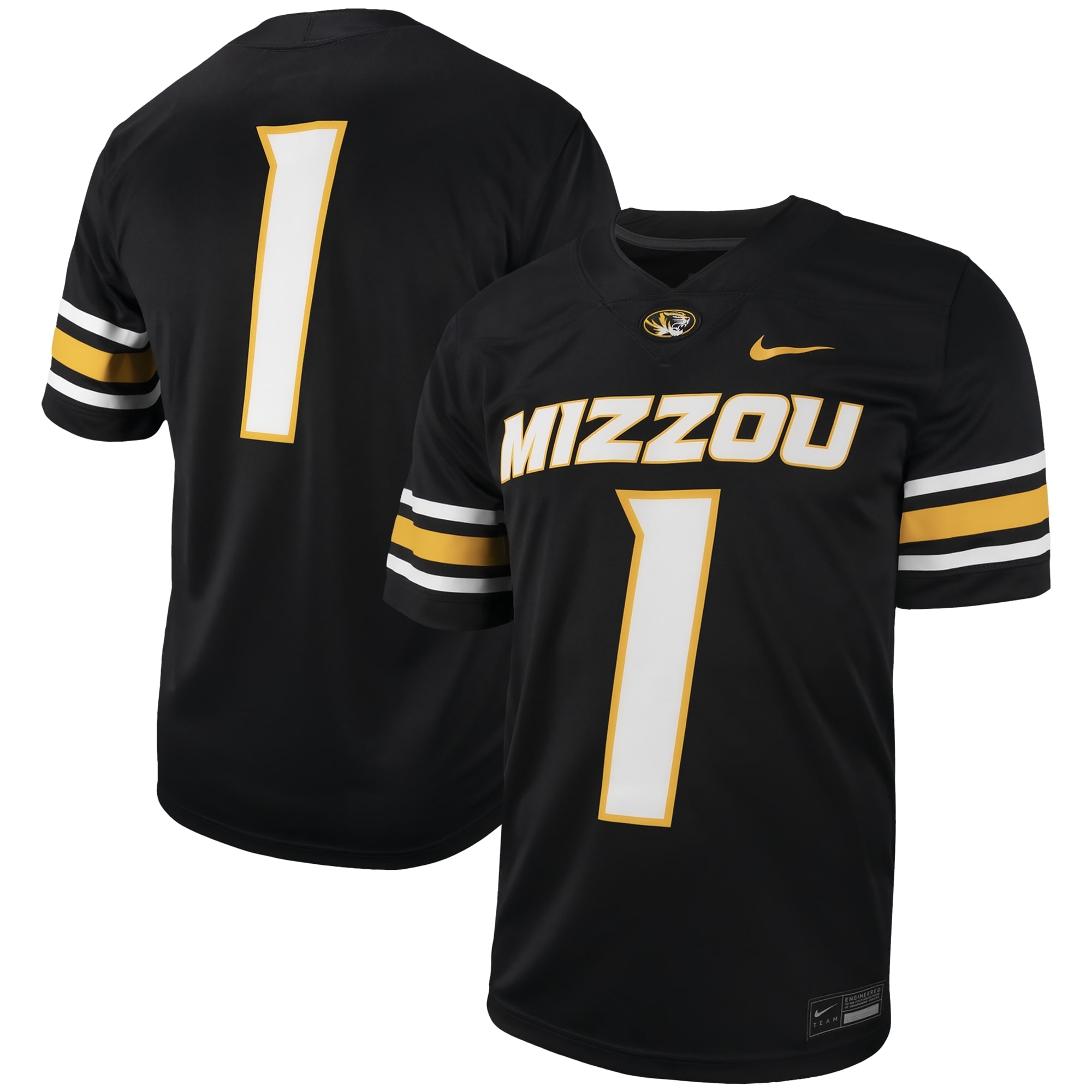 Missouri Tigers #1 Football Jersey - Black | Stadium Series 26/27 Season