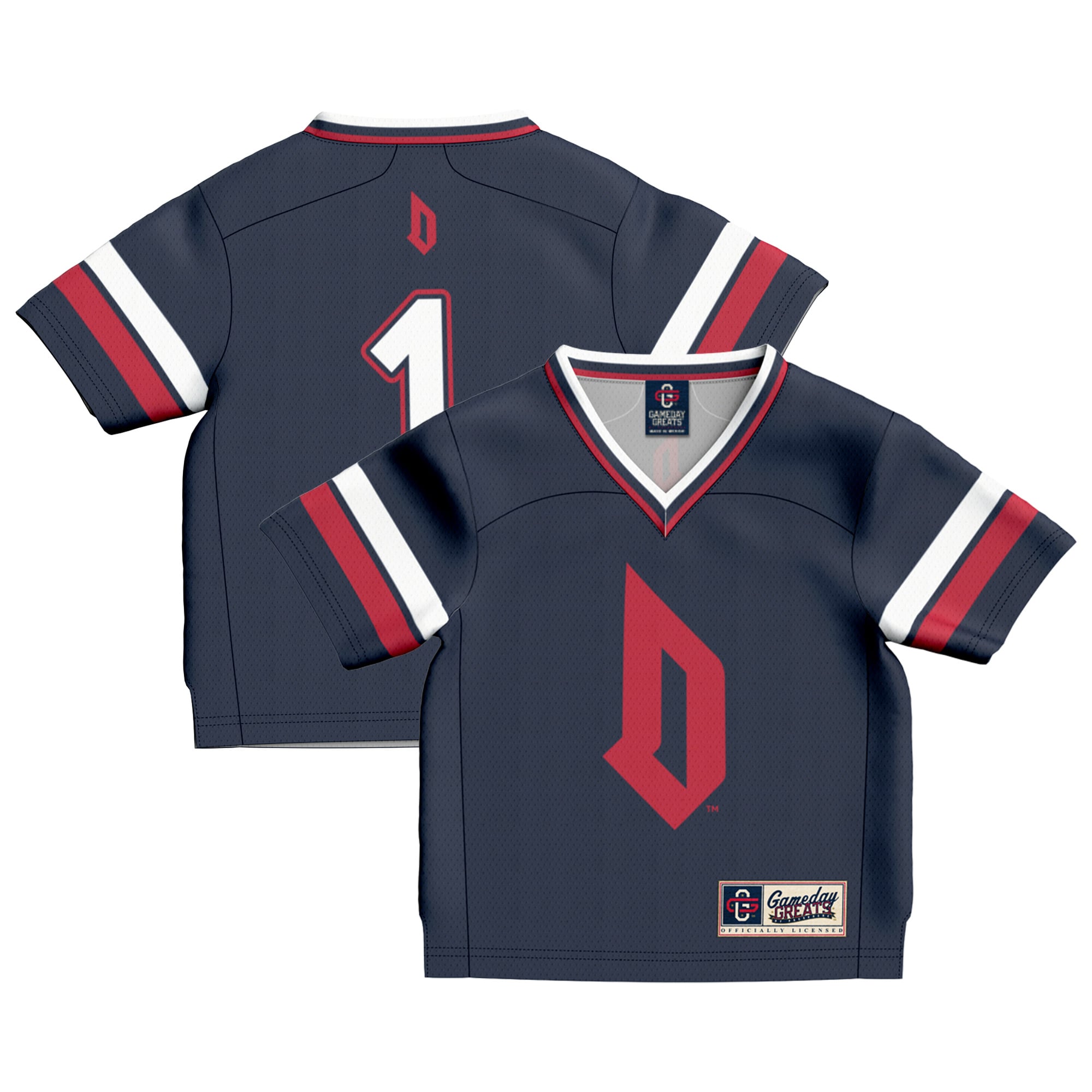 Toddler #1 Blue Duquesne Dukes Collegiate Football Fashion Jersey