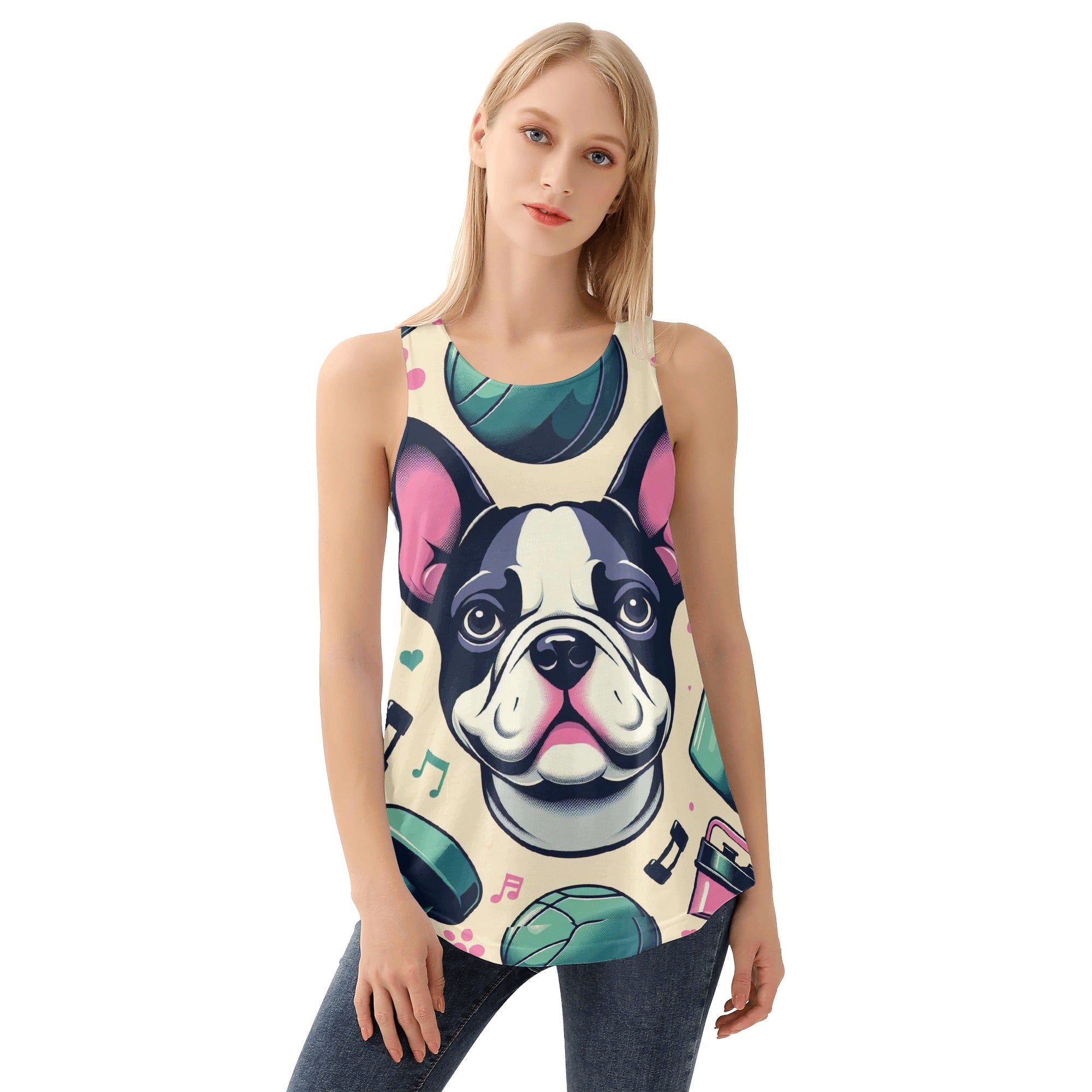 French Bulldog Lover Paisley Women Tank Tops Everyday Casual Wear